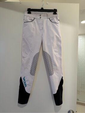 Women's KMA White Riding Breeches with Black Panels